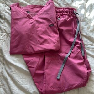 Medgear Pink Scrub Top & Drawstring Pants